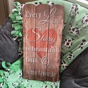Wooden Love Story Sign with Heart